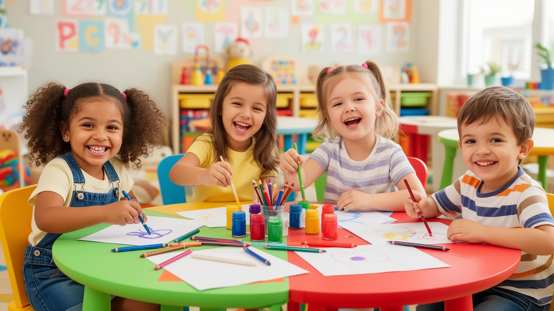 Children at art table